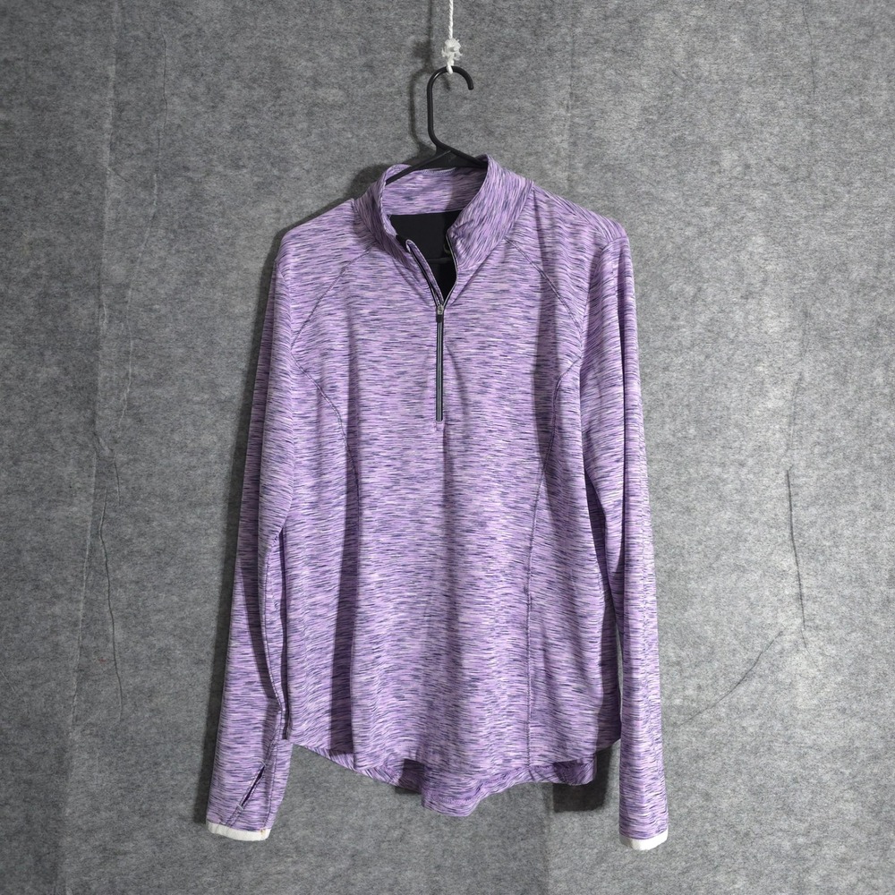 Zero Restriction Heathered Quarter Zip Pullover Athletic Long Sleeve Womens Sz L
